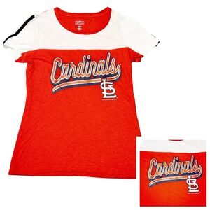 MLB St Louis Cardinals Shirt Womens Small Glitter Text Cotton‎ Baseball